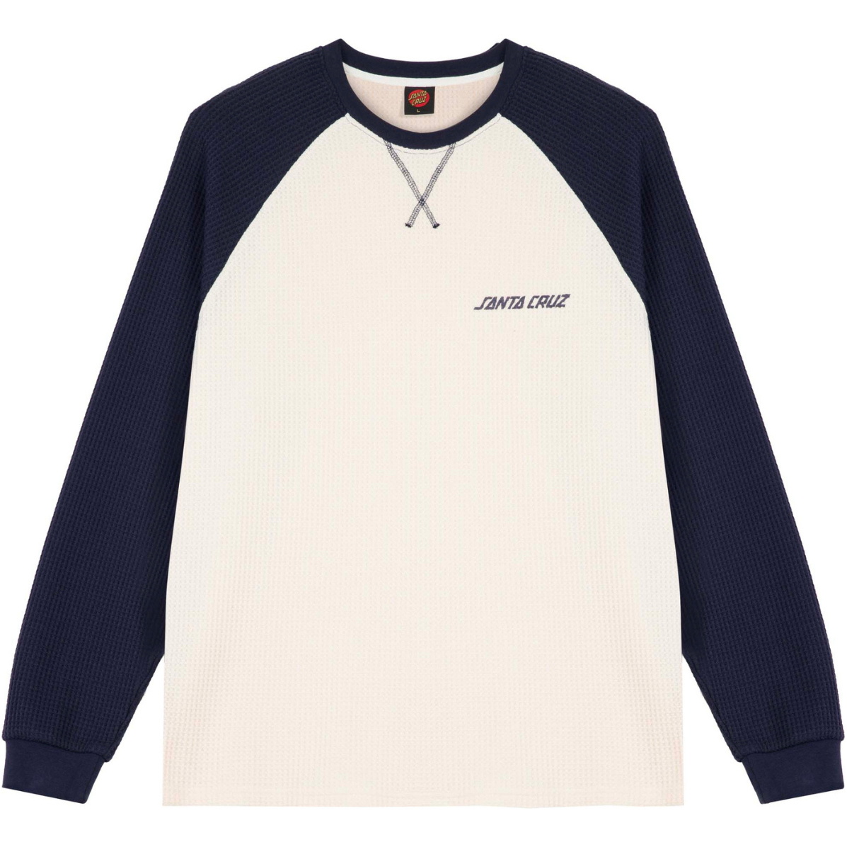 2026 Santa Cruz Mens Classic Strip Raglan Long Sleeve T-Shirt SCA-LTE-9851 - Wax Paper / Midnight Blue
